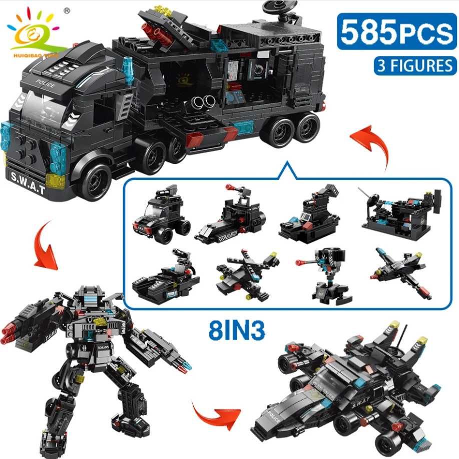 Конструктор 8 в 1 "Міська поліція SWAT" сумісний із Lego, 585 деталей