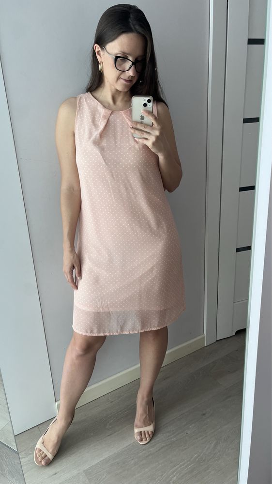 Sukienka w groszki kropki pin up girl rozowa na lato