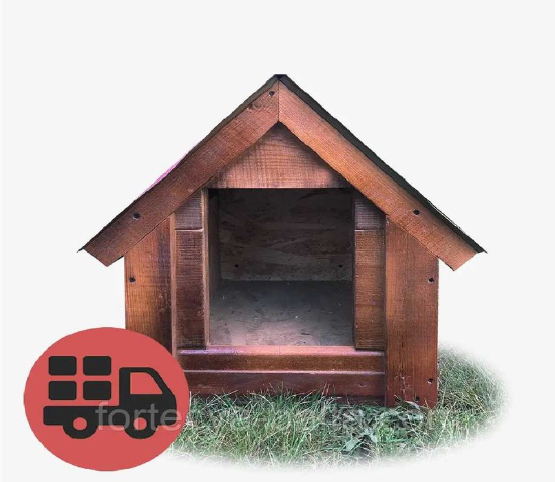 Дерев'яна будка №1 для маленьких порід собак неутеплена 50*55*55 см