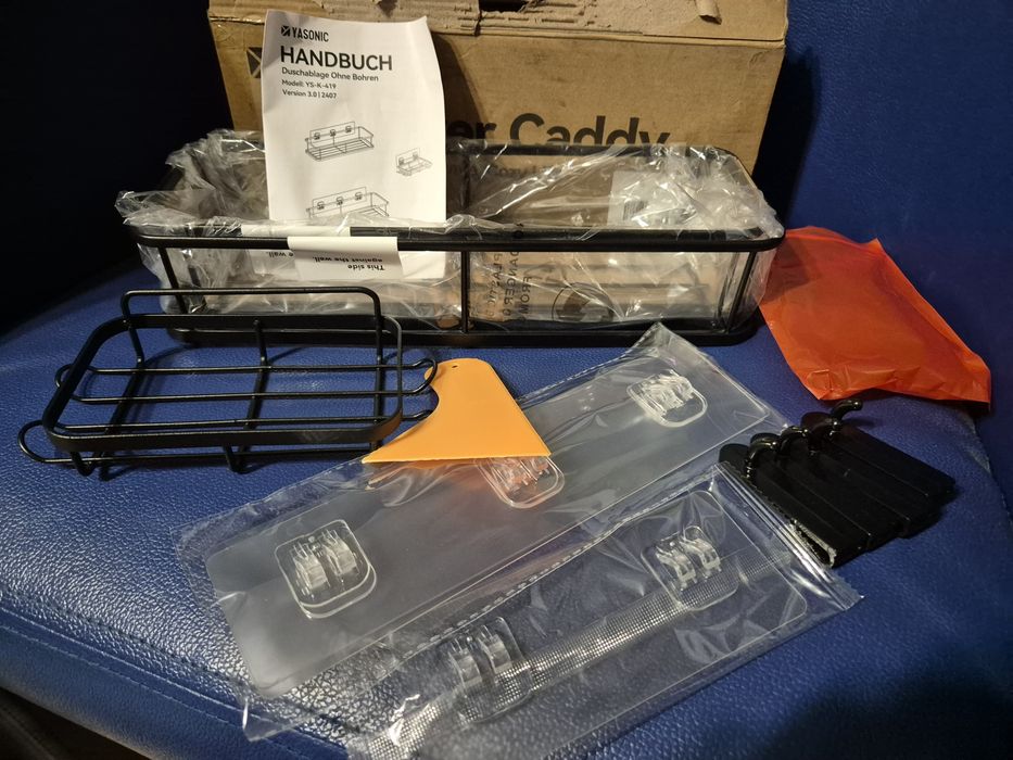 YASONIC zestaw 3 półek bez wiercenia, z mydelniczką – nierdzewny