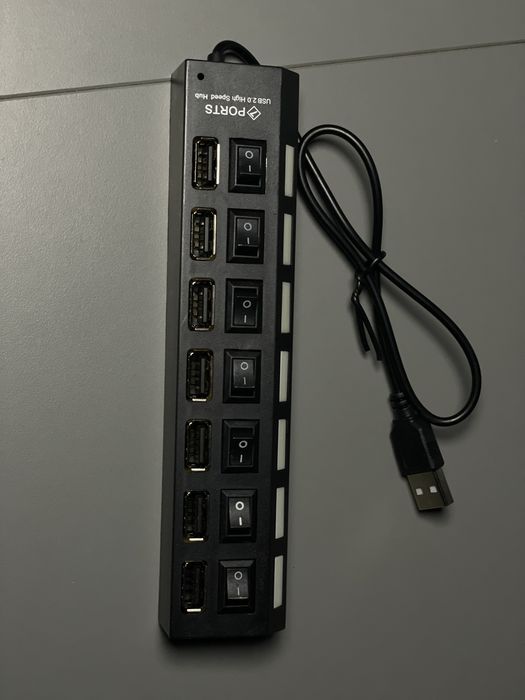 USB HUB з переключателями 7 портів Digital Hub Black