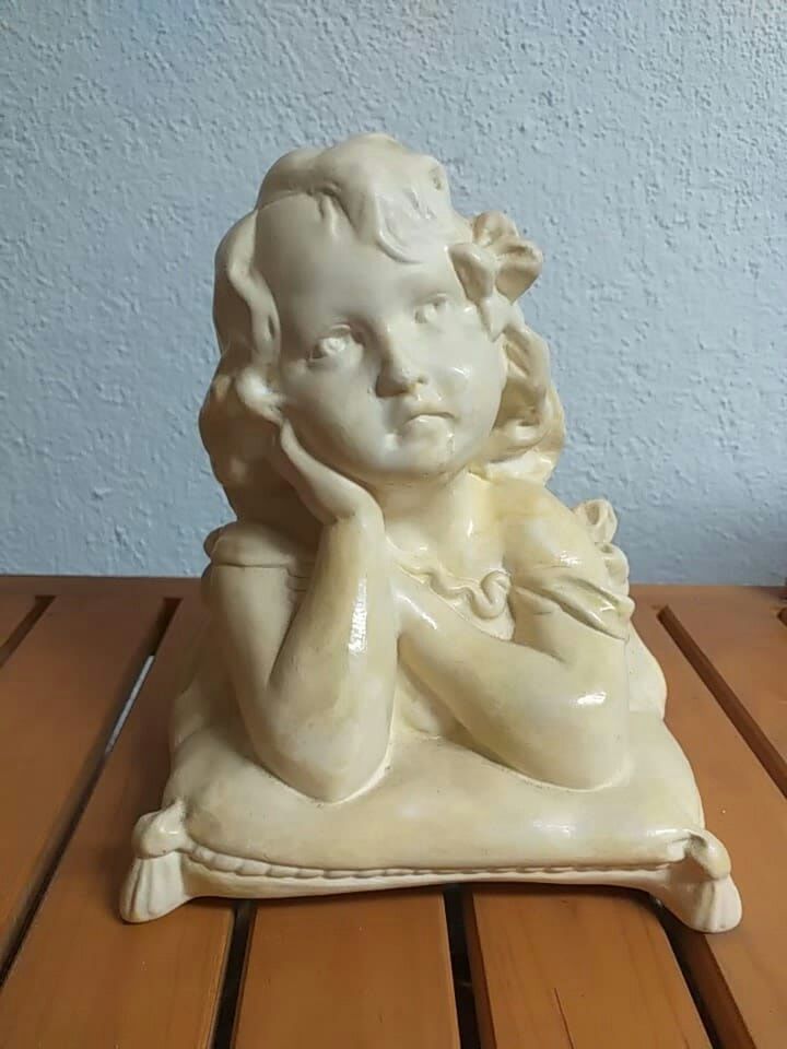 Anjo em gesso  envernizado