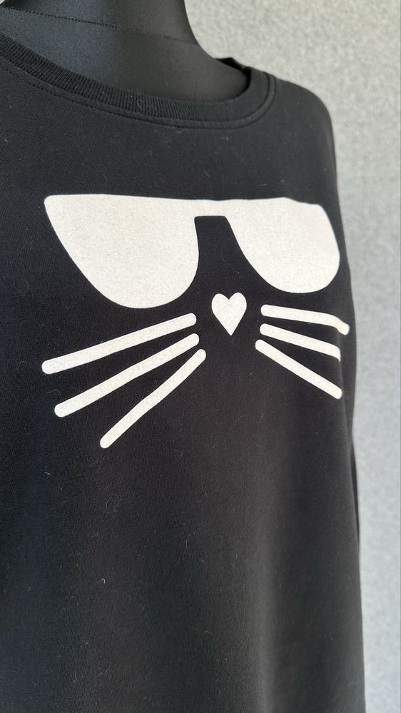 Bluza damska bez kaptura z kotem kotkiem Karl Lagerfeld czarna
