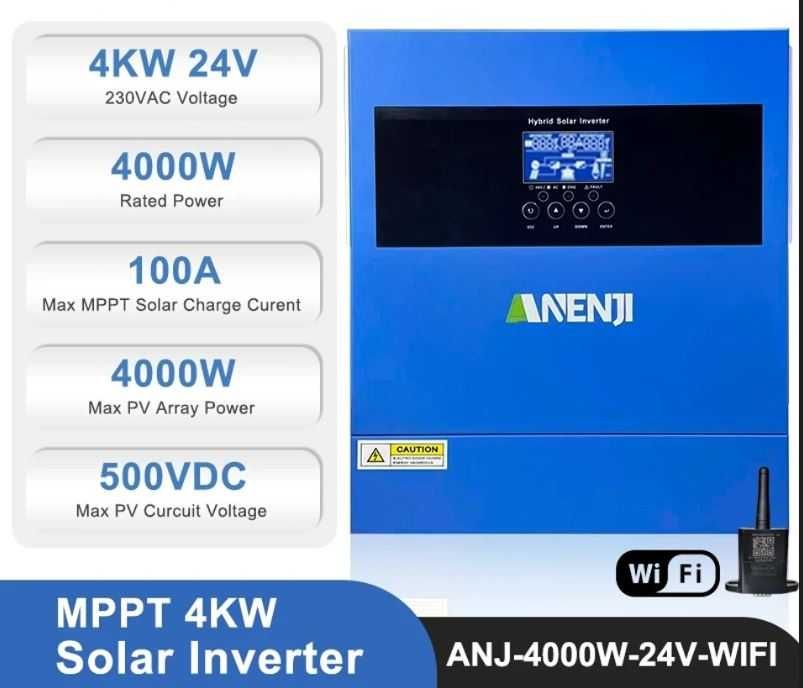 Гібридний інвертор ANENJi ANJ-4000W 4кВт 24В з Wi-Fi