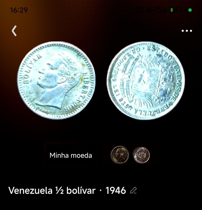 Moeda em prata Venezuela