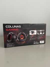 colunas gaming pretas e vermelhas