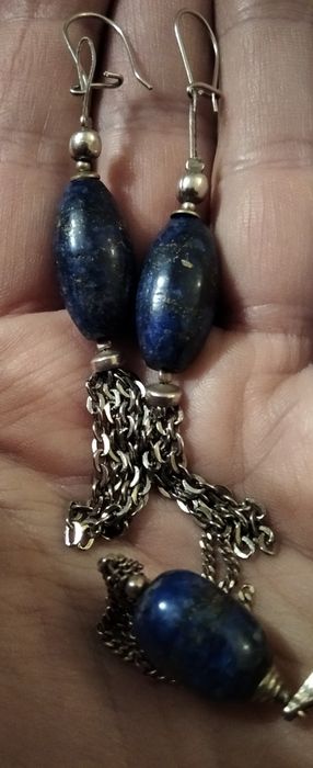 Komplet lapis kolczyki,wisiorek 925