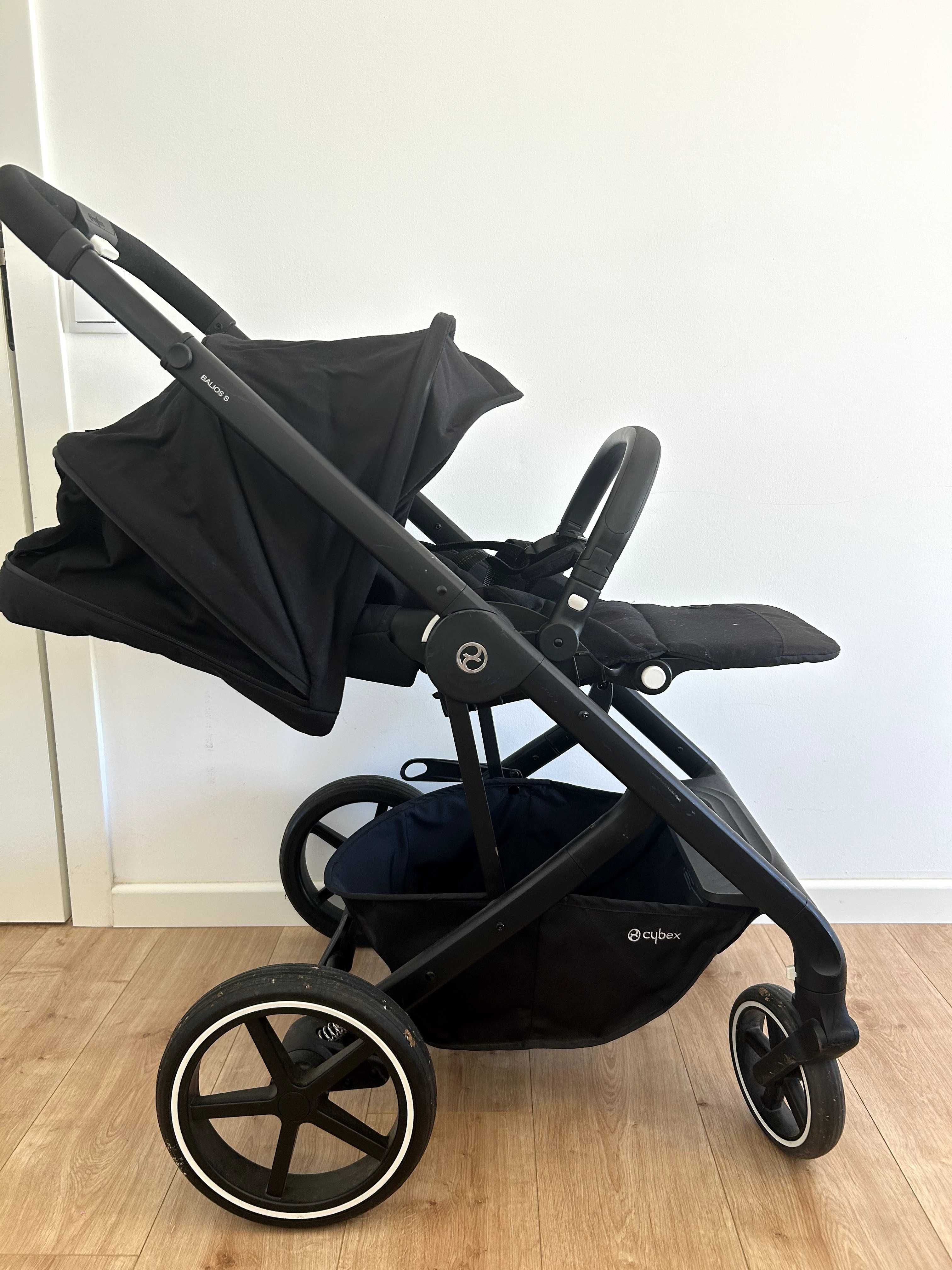 Carrinho Cybex Balios S+Ovo+Skate (para segundo filho)+Capa de chuva