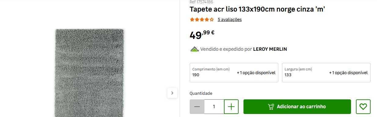 Tapete cinzento retangular