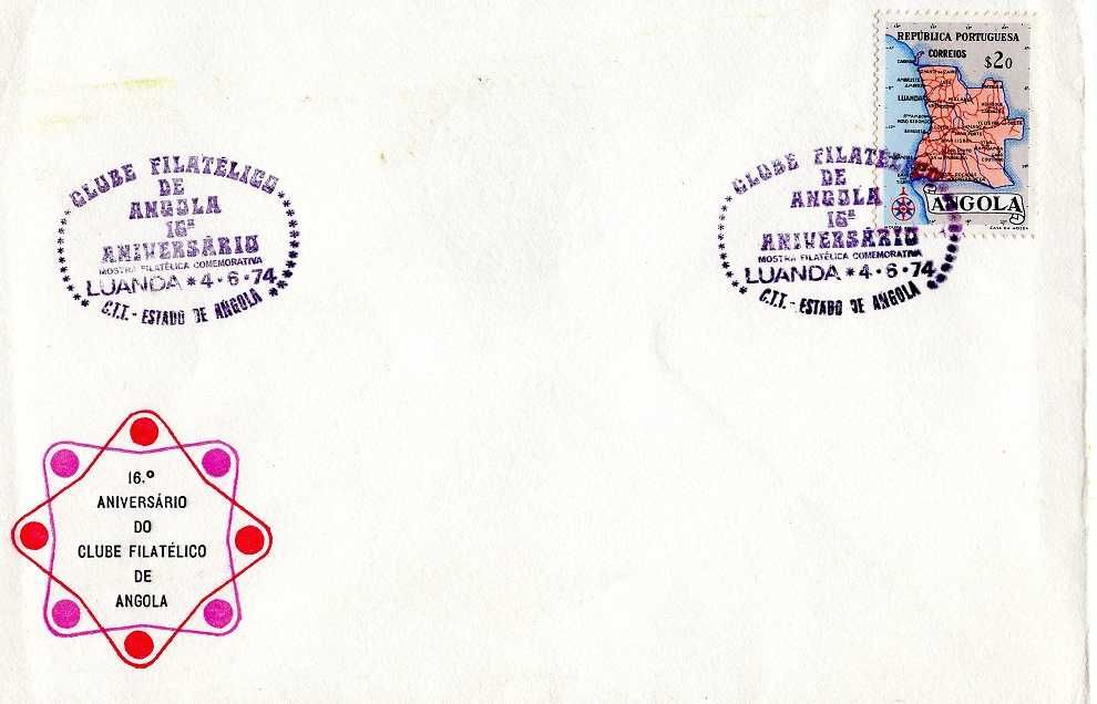 Angola - 1974jun04 = 16ºaniversário Clube Filatélico Angola