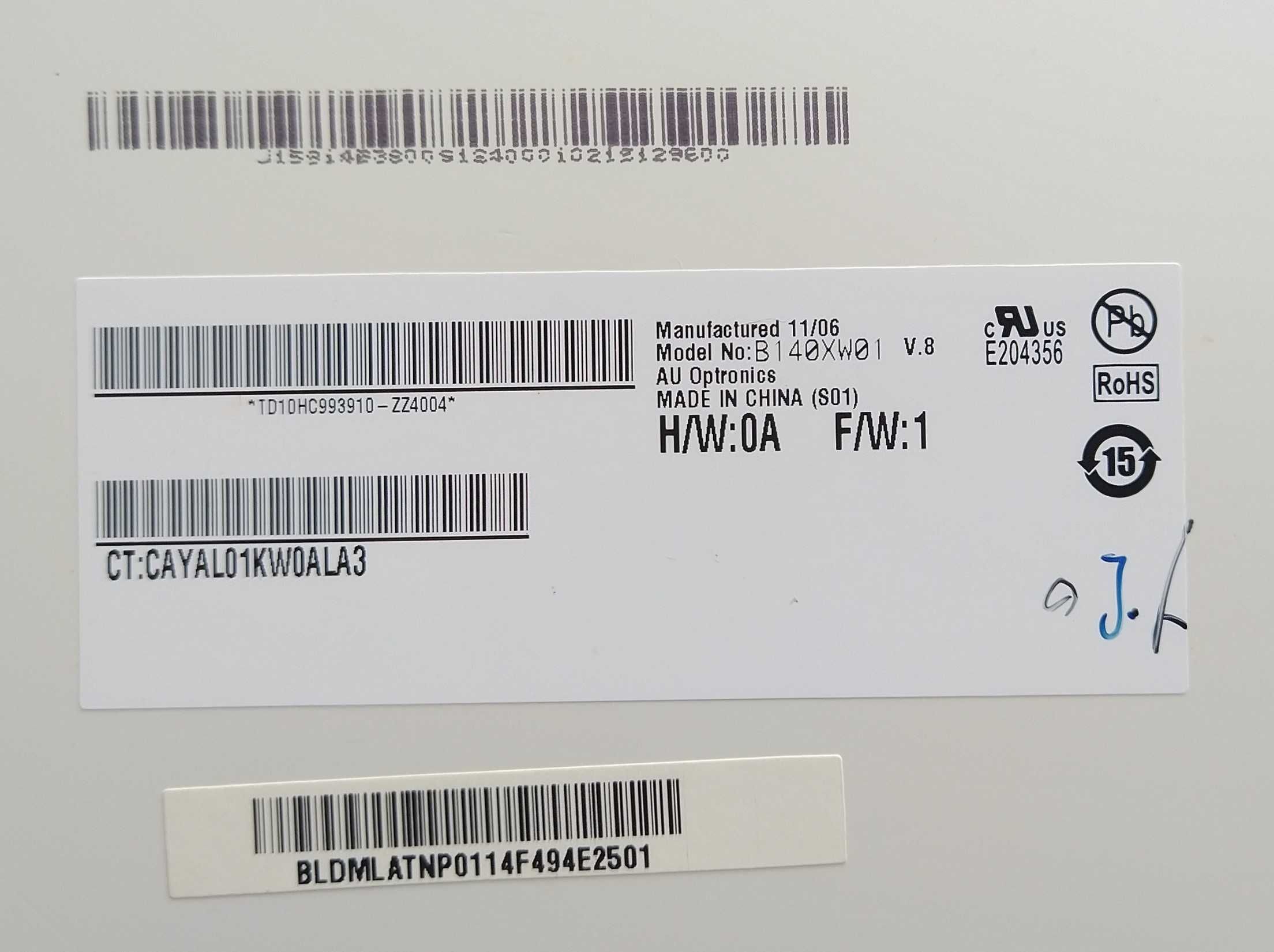 Display LCD B140XW01