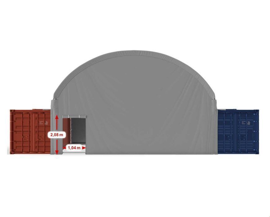 8x12m Namiot ZADASZENIE do kontenerów 2x WEJŚCIE