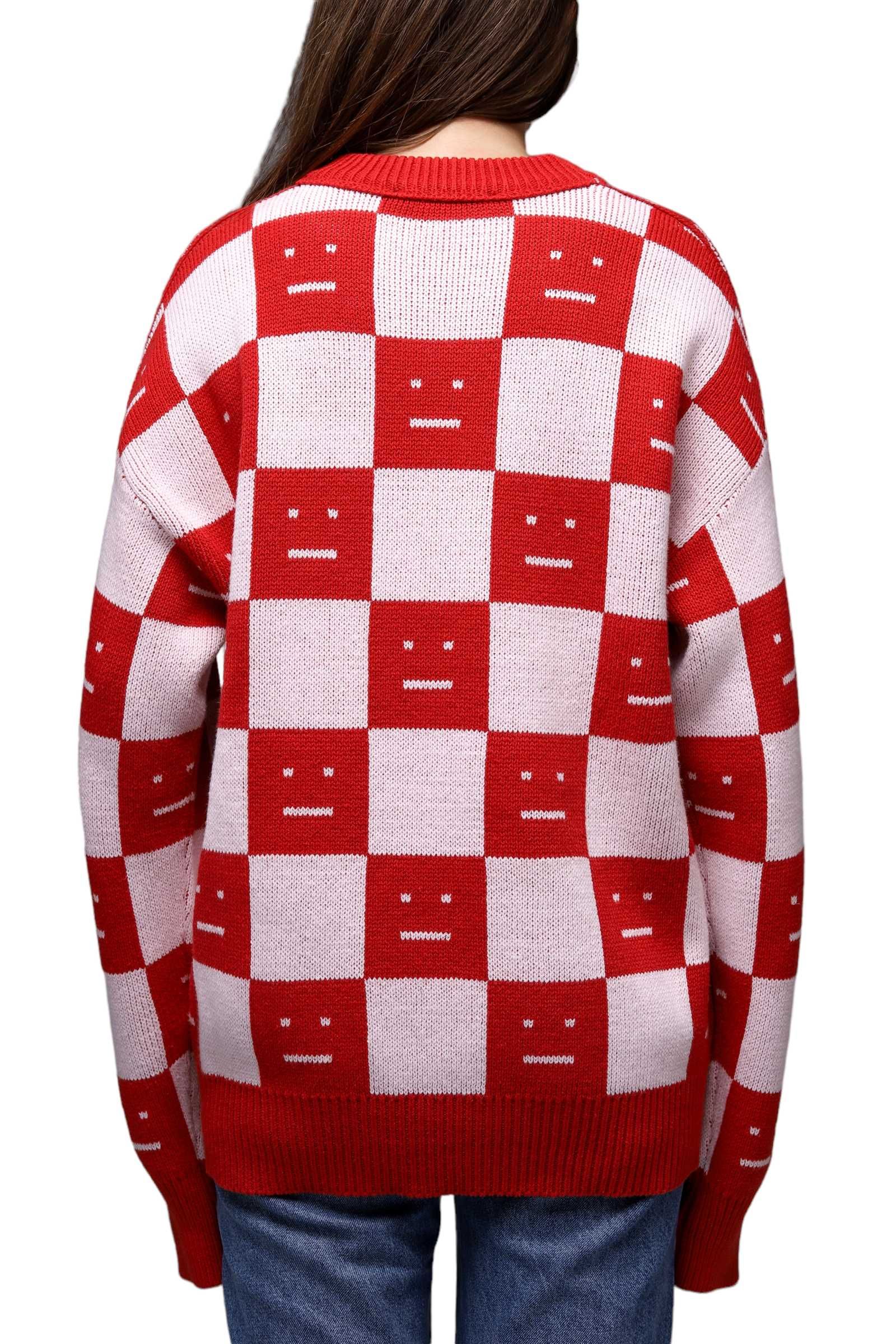 Светр Acne Studios Face Maglia jacquard wool sweater Red