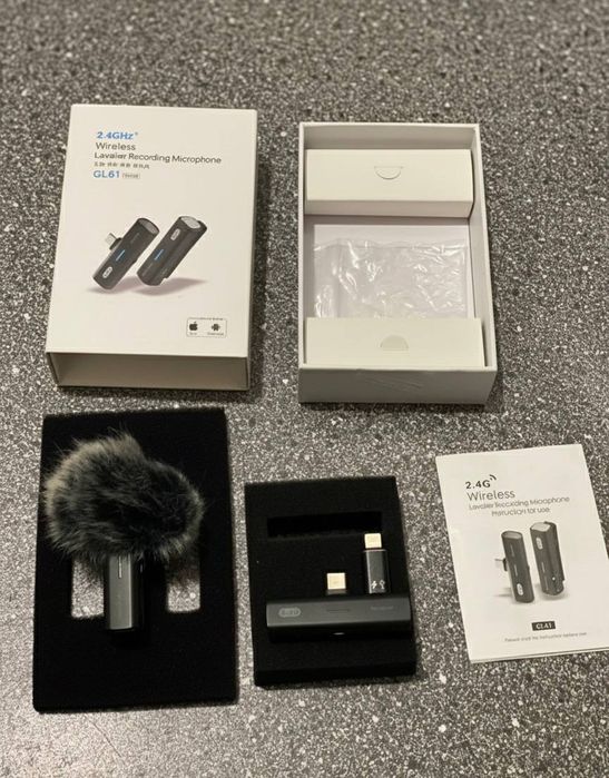 Новый беспроводной петличный микрофон 2.4GHz(2в1) iPhone/Android/Стрим