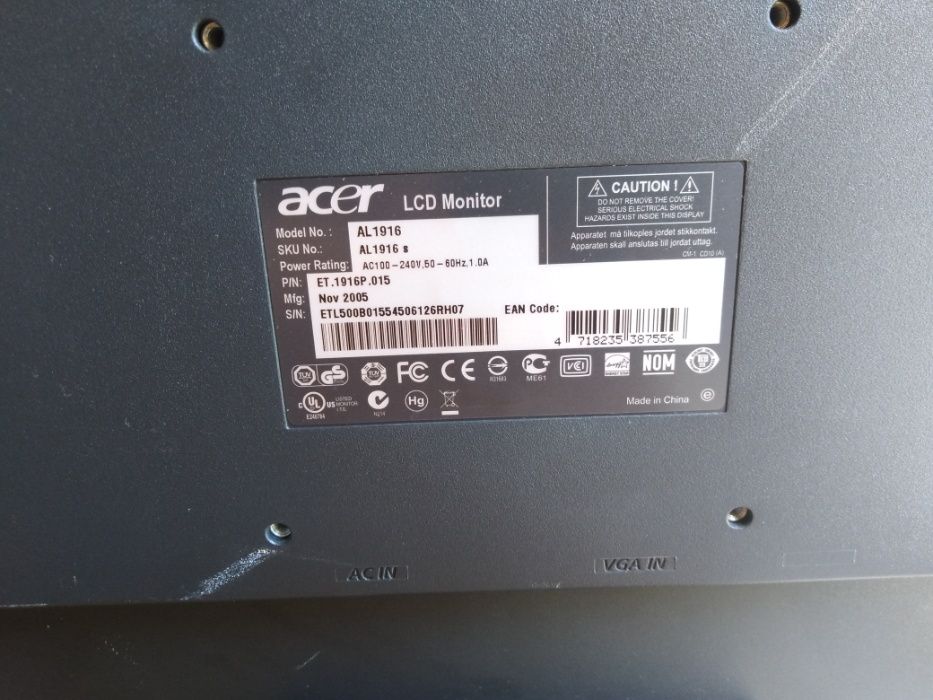 Monitor Acer AL1916 LCD