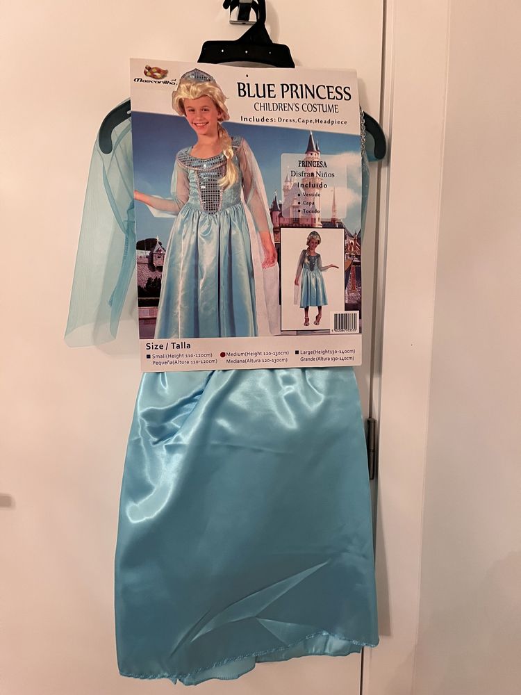 Disfarce Princesa Azul (Cinderela) - NOVO- 120 a 130 cm - 7 anos