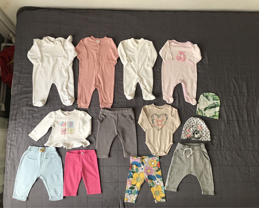 Wyprawka dla noworodka 62 paczka ubrań dla dziewczynki śpiochy spodnie