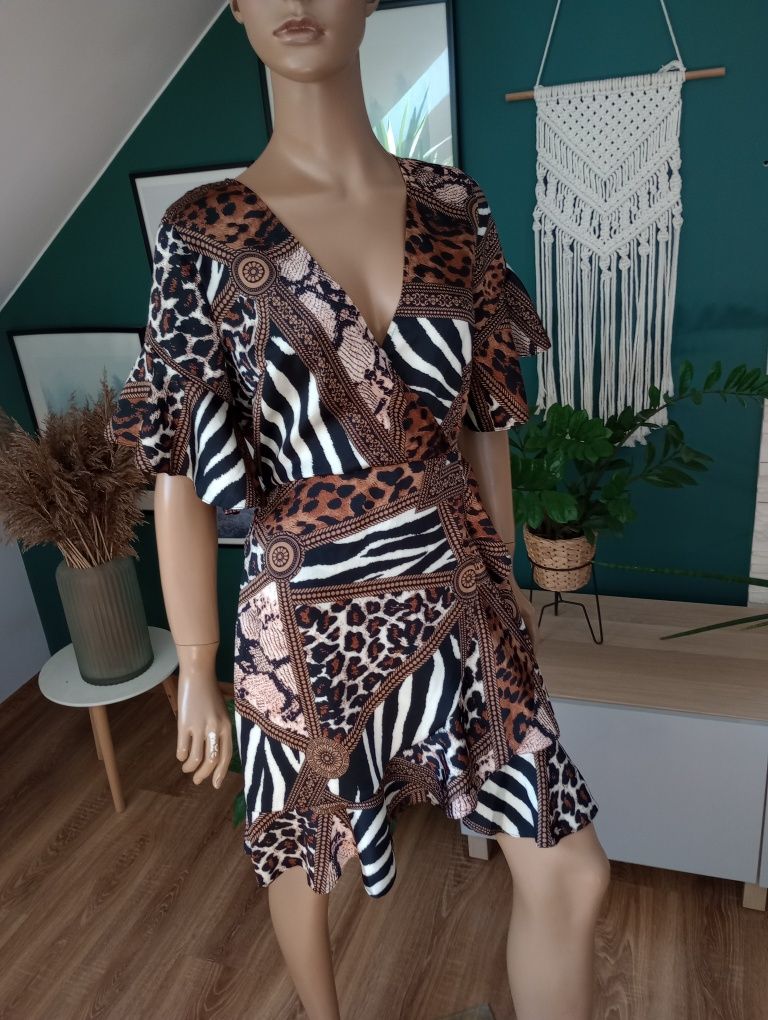 Sukienka damska panterka zebra nowtyw zwierzęcy M