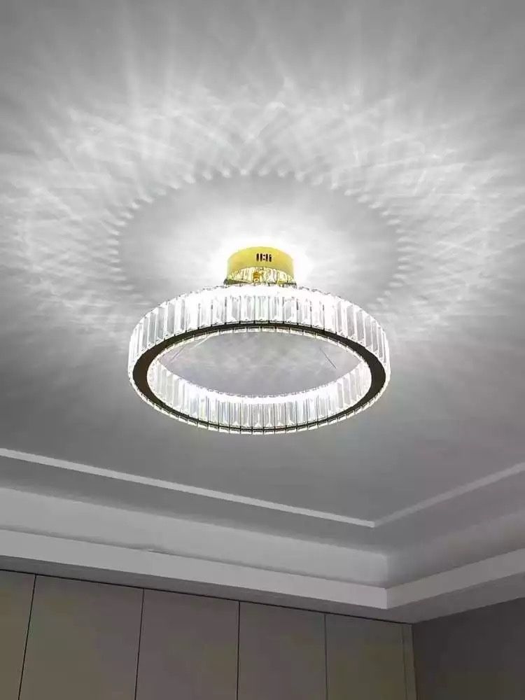 Kryształowy żyrandol LED pierścień ring Ø50 cm złoty