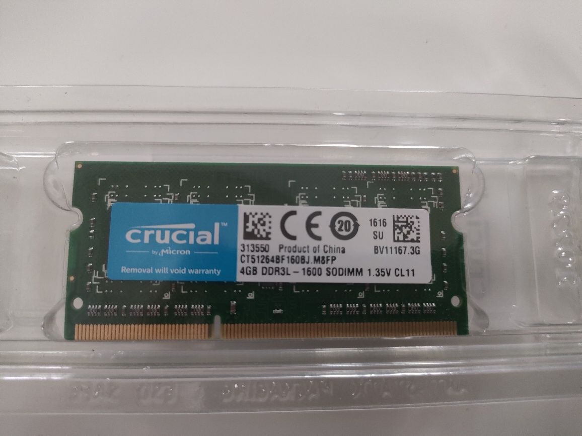 Pamięć RAM Crucial 4GB 1600MHz DDR3 CL11 1.35V SODIMM