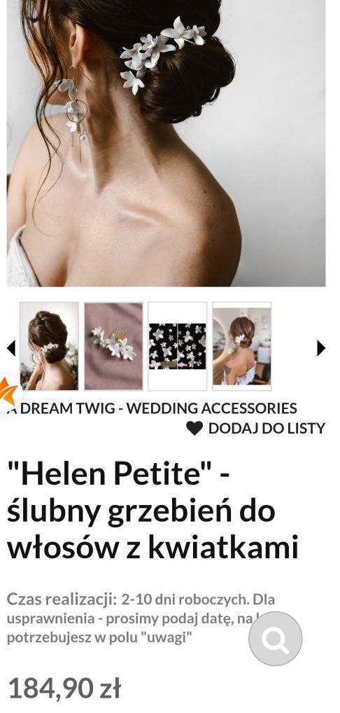 Grzebień ślubny a dream twig