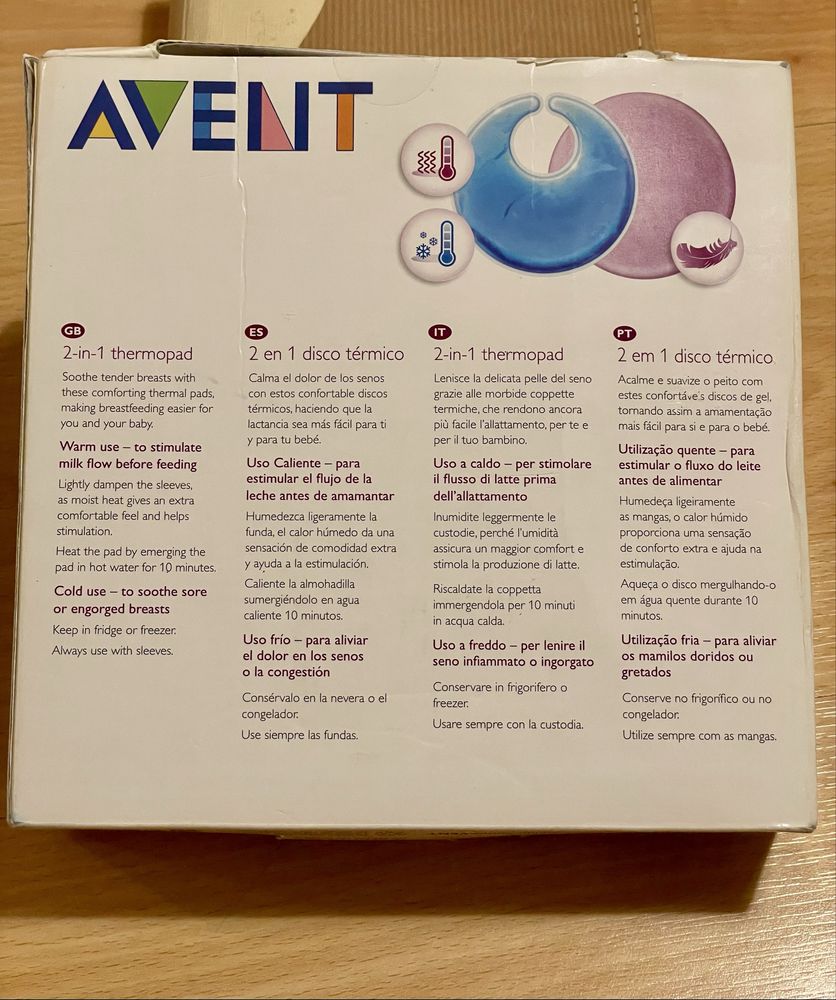 Discos de gel térmicos da philips avent  (breastcare thermocare)
