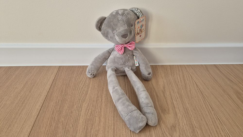 Uroczy miś z kokardką, maskotka,  przytulanka dla niemowlaka_NOWY