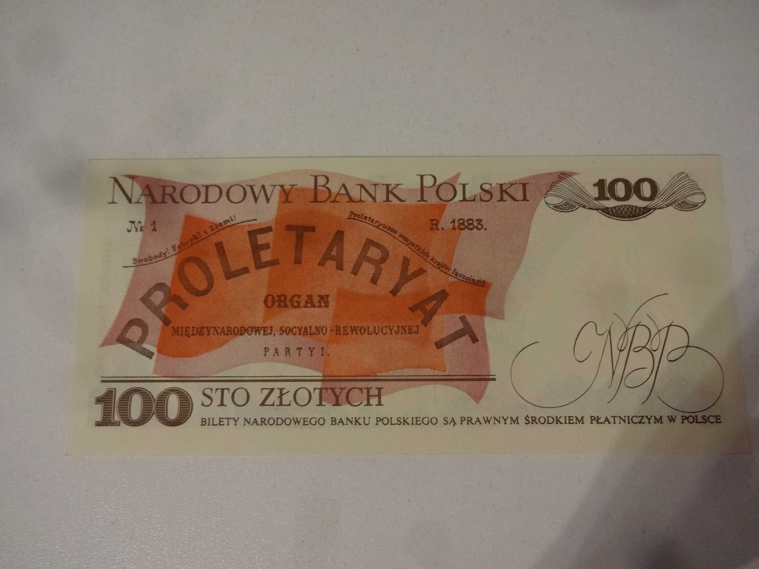 Banknot 100 zlotych 1986 PRL UNC seria NT