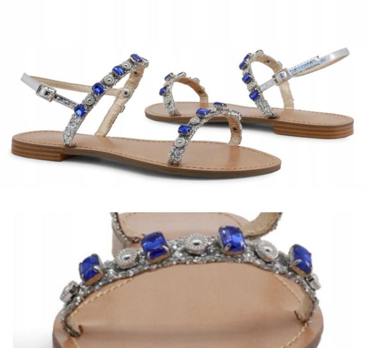 Sandały srebrne kamienie VERSACE JEANS VRBS52 - TAMUNI rozmiar 37