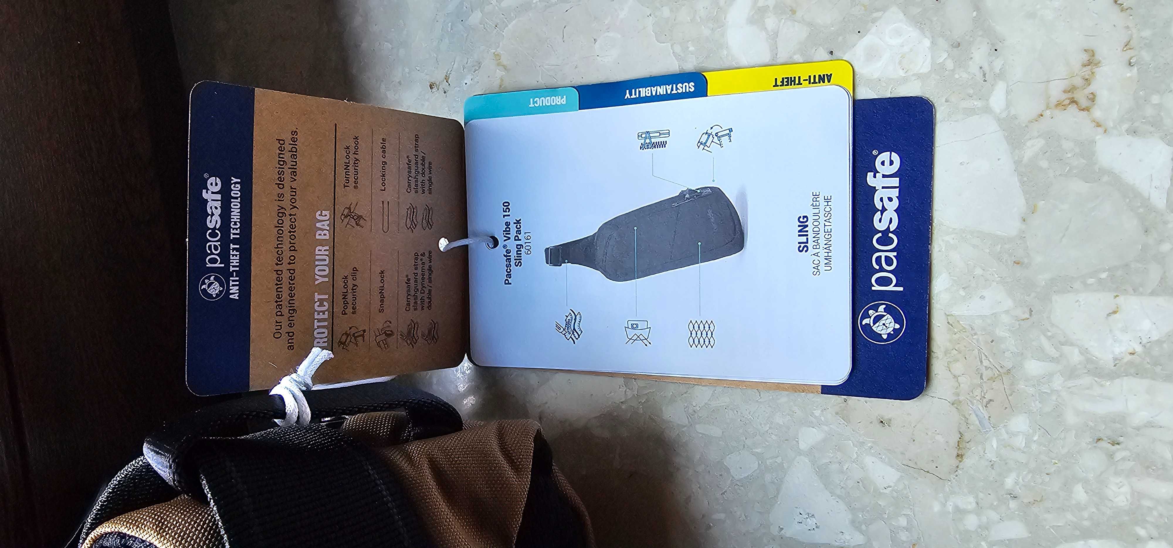 Saszetka plecak antykradzieżowy Pacsafe Vibe 150 - brązowy