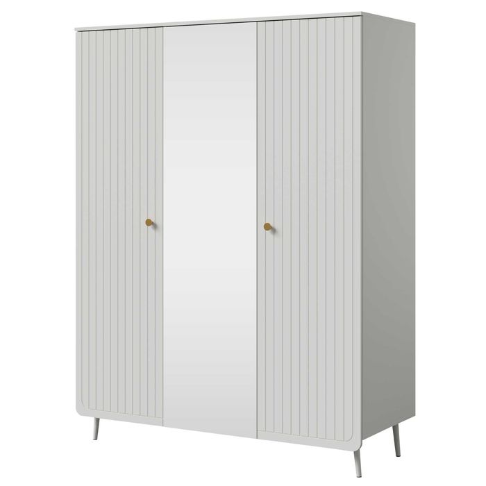 Szafa z lustrem Chloe 3D 150 Biała 2 kolory uchwytów (Darmowa wysyłka)