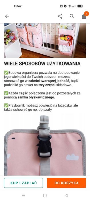 Organizer na łóżeczko