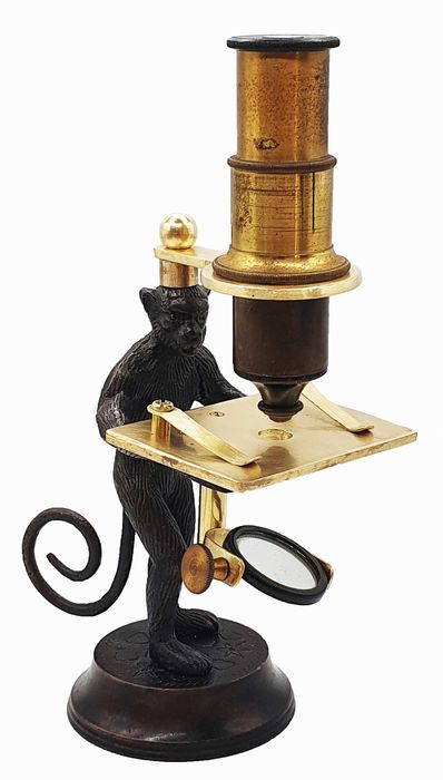 Brass reproduction of a “monkey microscope”