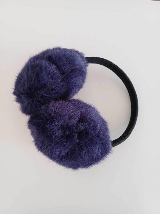 Granatowo fioletowe nauszniki damskie na zimę ocieplane basic casual