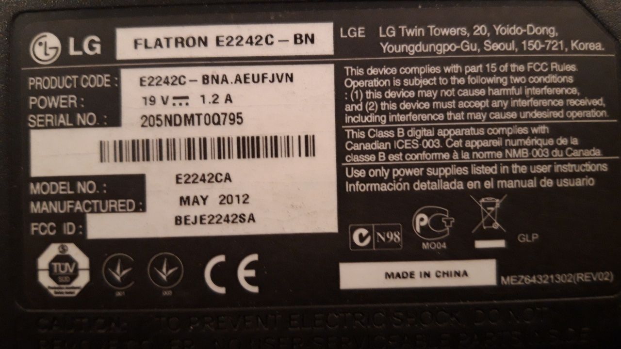 Monitor E2242C bn flatron ekran do komputera szeroki matryca czarny