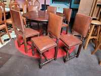 Cadeiras de sala em madeira maciça e couro - Muito bom est