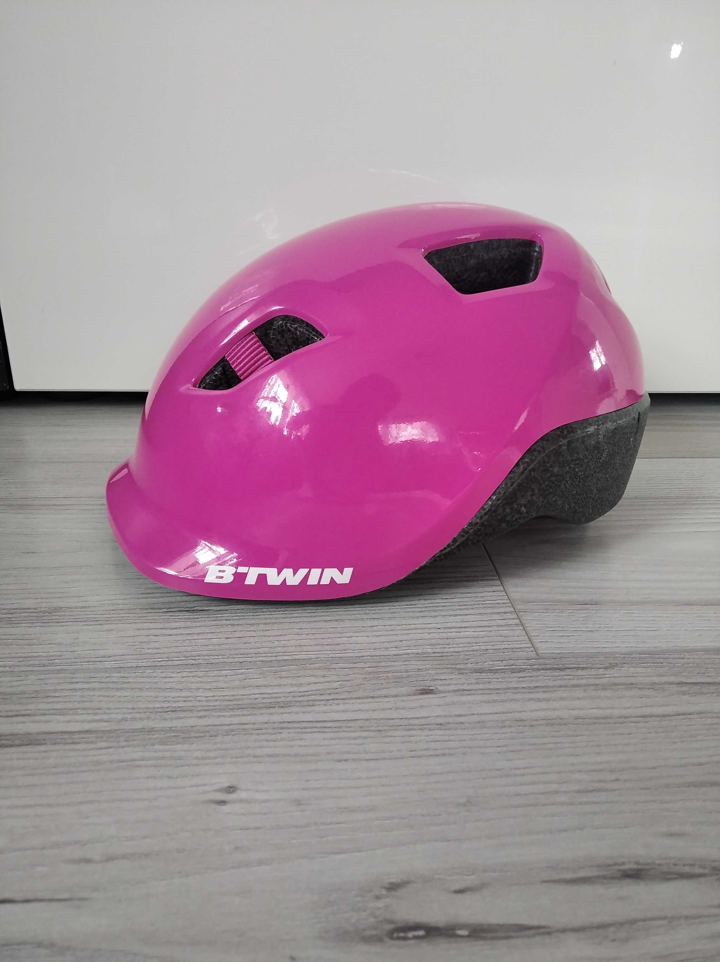 Kask rowerowy S B'twin różowy Decathlon dziewczęcy 53- 56
