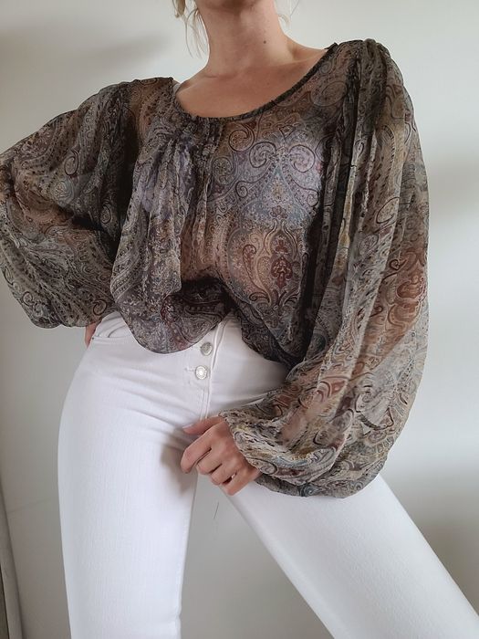 Wzorzysta koszula oversize szerokie rękawy boho Culture