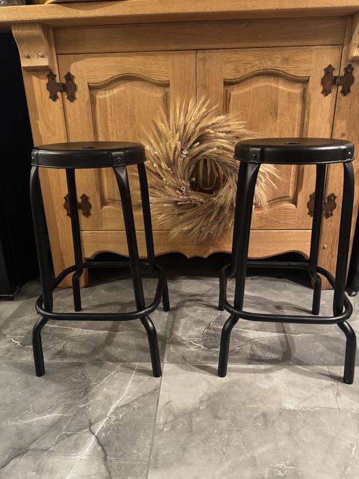 IKEA  2 sztuki RASKOG Stołek barowy czarny STAL 63cm HOKER