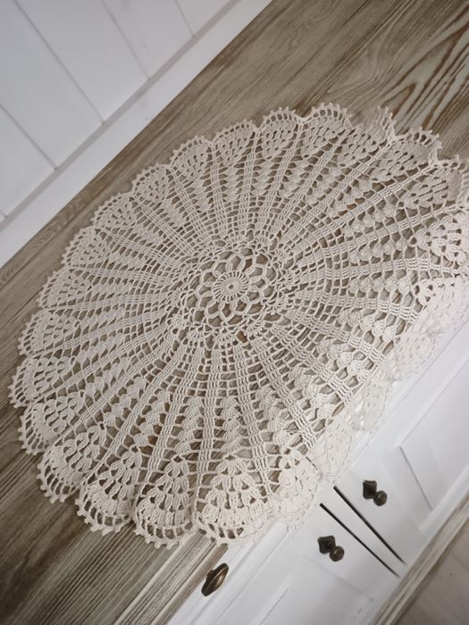 Duża serweta szydełkowa 50cm ecru do koszyka i nie tylko