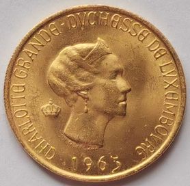 Moneta - 20 Franków 1863r. 100 Lat W. Ks. Luxemburg - Charlotte