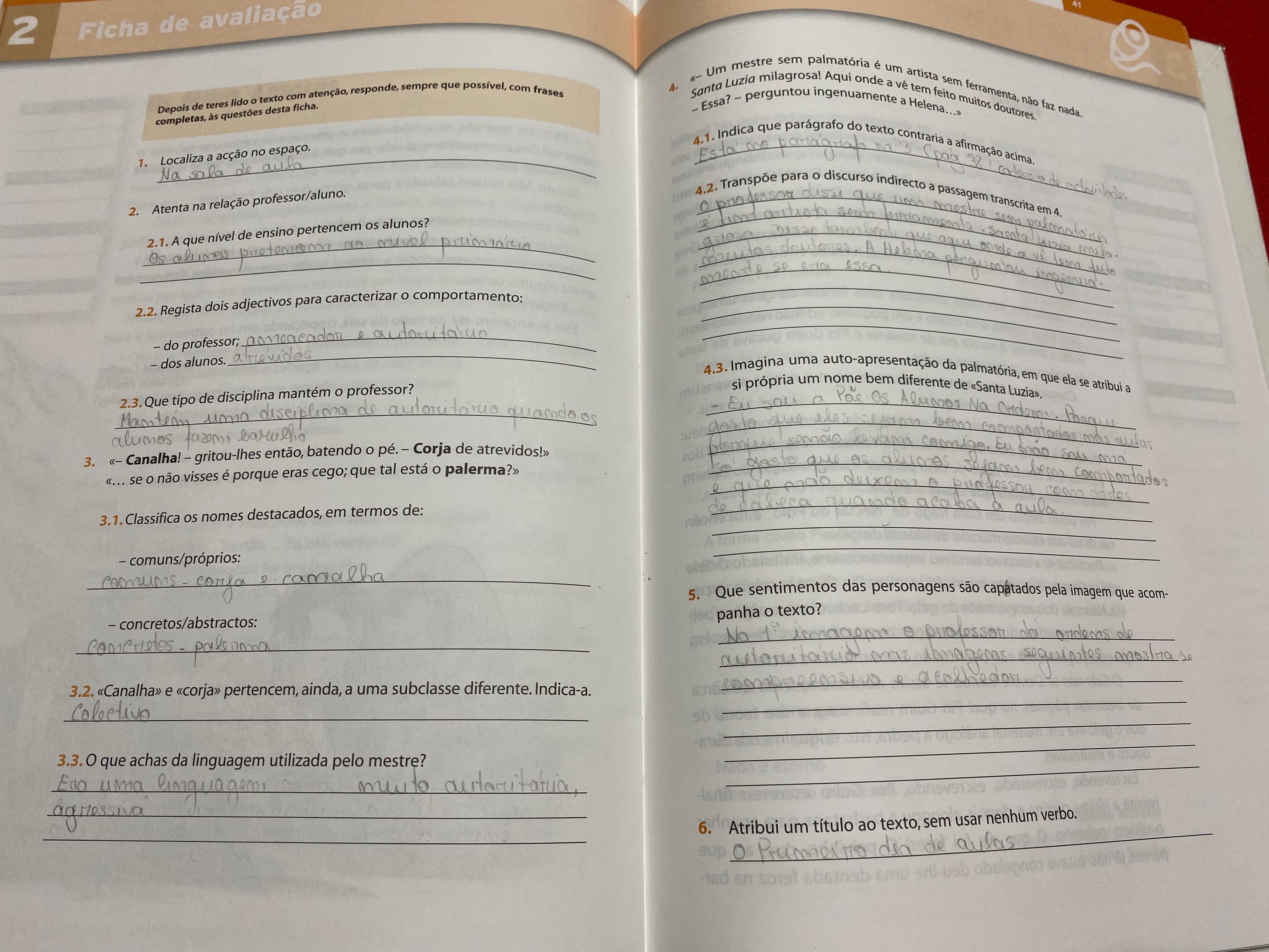 Manual e Caderno de atividades de Português do 7.º ano