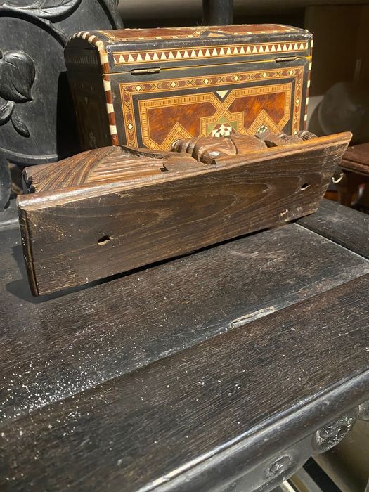 Escultura São Torcato Relicário Madeira Arte Sacra Séc XVIII 27 cm