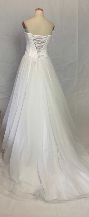 Nowa suknia ślubna 38 M Princessa biała srebrna gorset glamour tren