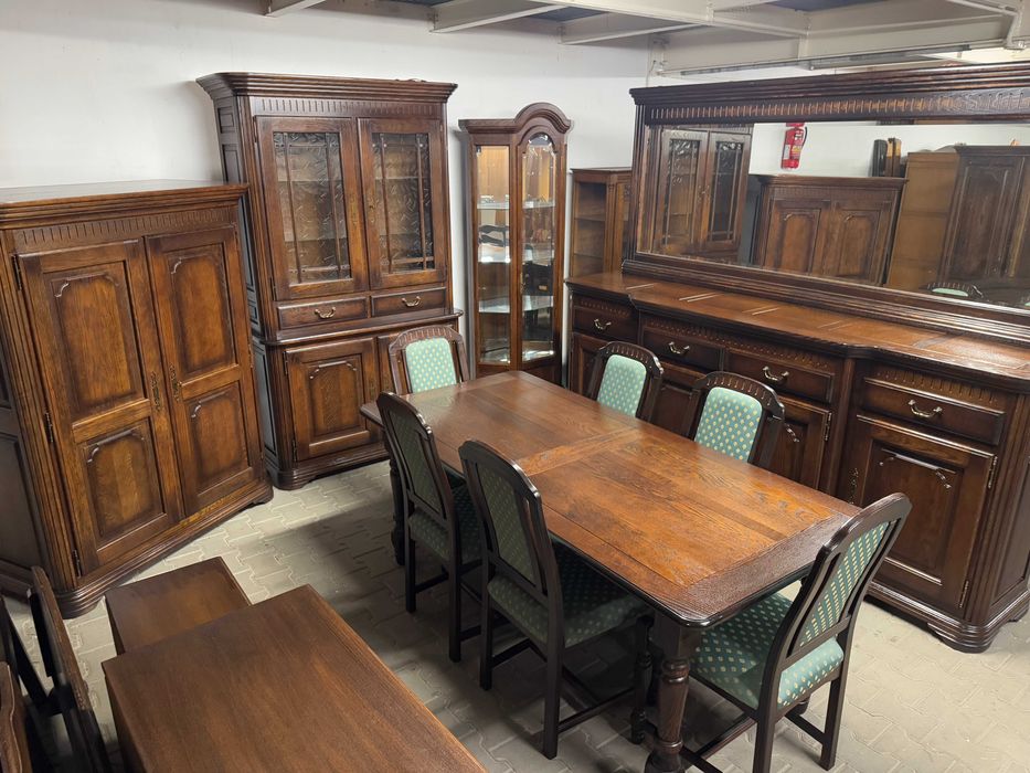 Jadalnia dębowa zestaw do salonu komoda drewniana kredens stół szafka