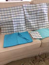 Duas capas de almofada tecido KA e travesseiro GP