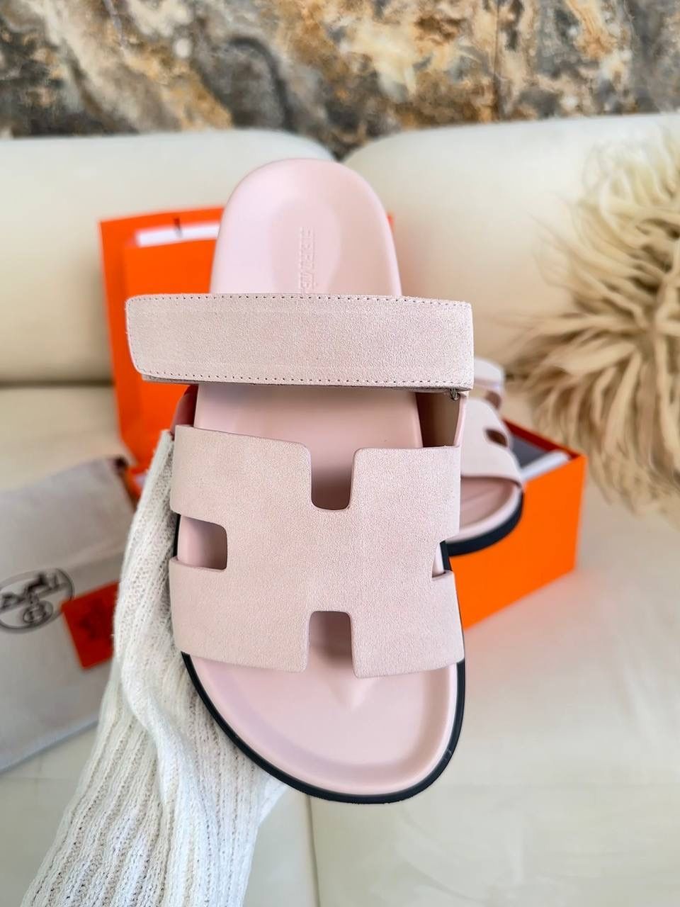 р36-40 Шльопанці Hermes Chyrpe Pink