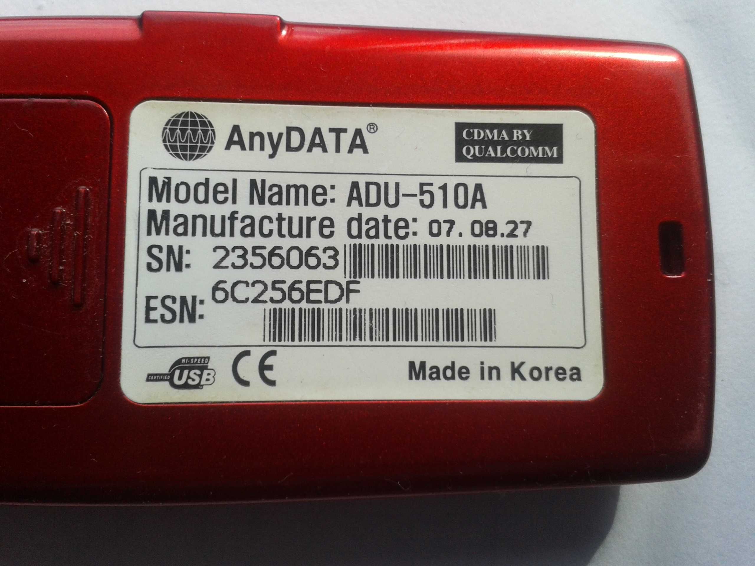 3G модем AnyData ADU-510A с установочным диском и инструкцией