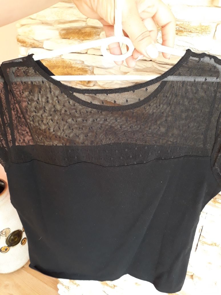 SINSAY #nowa #czarna #elegancka bluzeczka z siateczką XL za 15 zl
