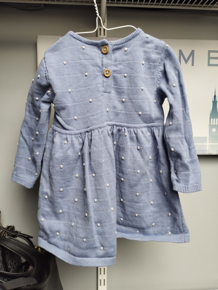 Sukienka niemowlęca Manor baby h&m kropki sweterkowa z falbanką 74